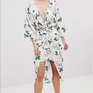 ASOS DESIGN pretty floral satin kimono midi dress